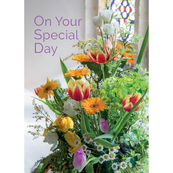 Special Day Card - Flowers/Church Window for wholesale by Leonard Smith