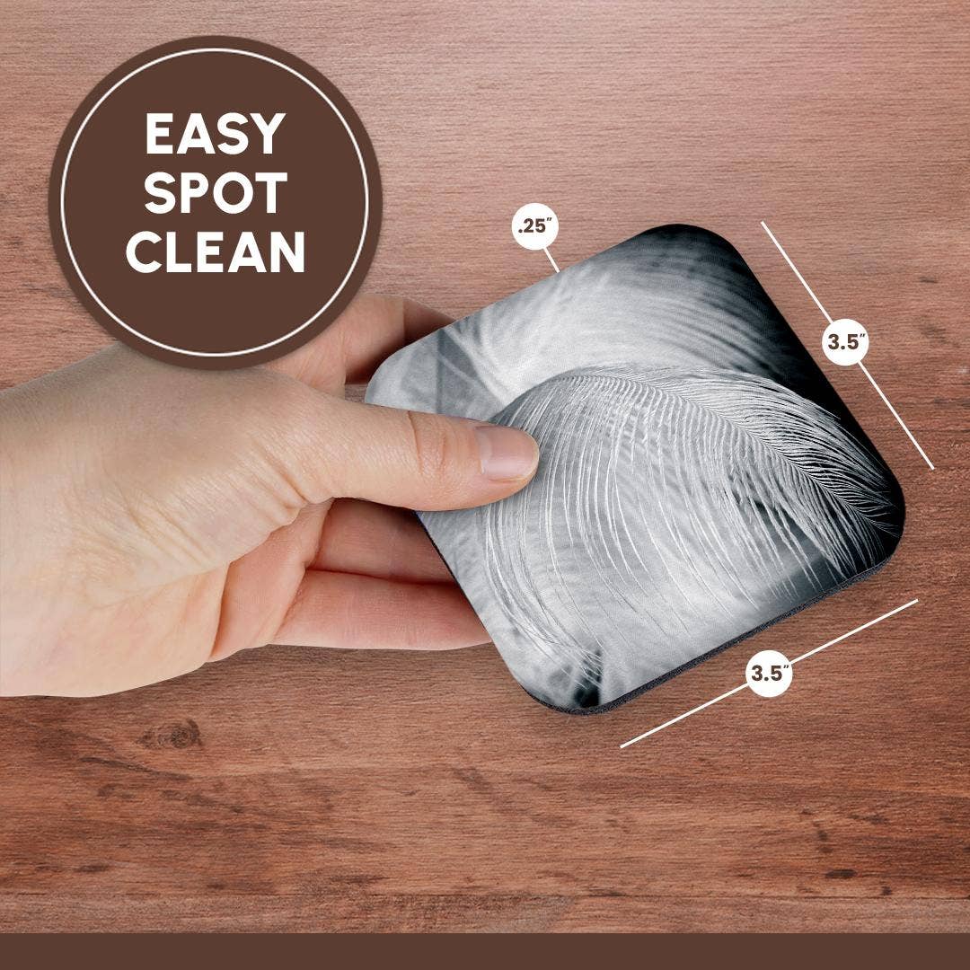 3dRose - Wholesale Coasters - 3dRose, Ostrich feathers in black and white, Coaster13