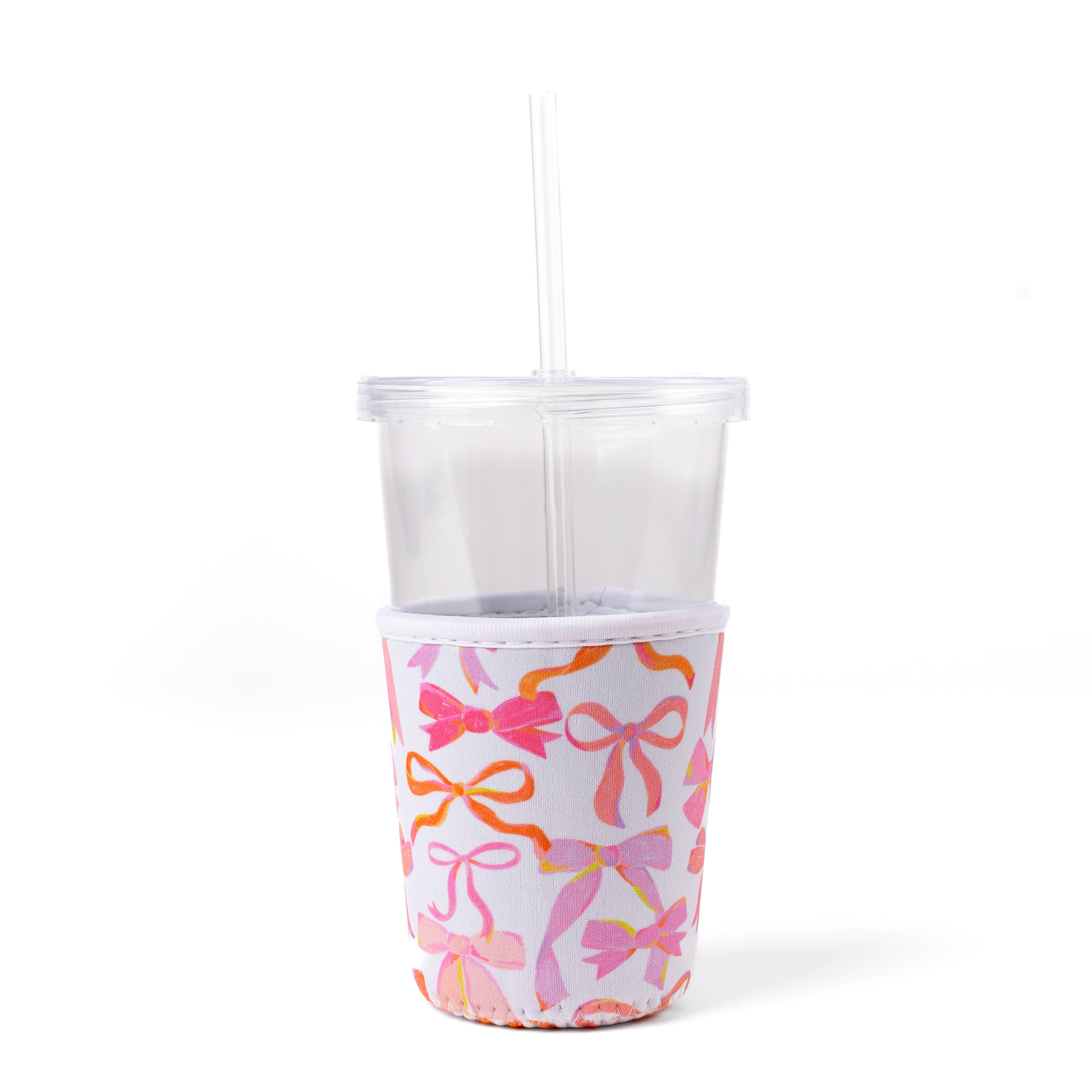 Elyse Breanne Design – wholesale Drink huggers & koozies – Pink Bows Drink Sleeve | Iced Coffee Koozie, Drink Cover0