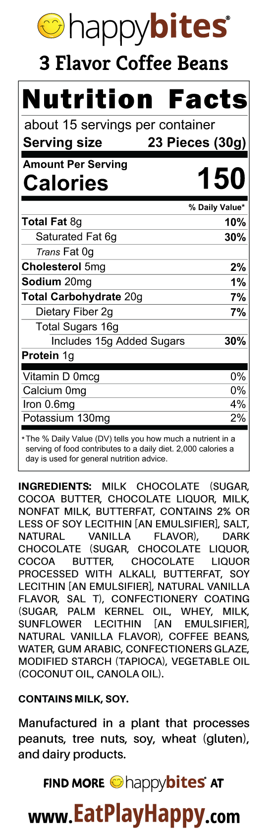Eat Play Happy, Inc - Wholesale Chocolate Covered Sweets - Happy Bites 3 Flavor Covered Coffee Beans (16 oz)9