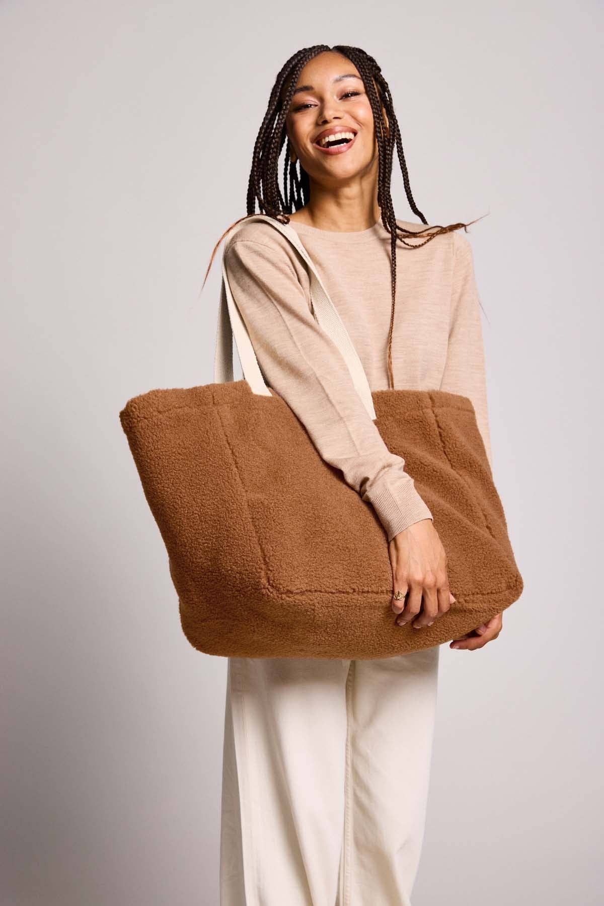 Hindbag - Wholesale Tote Bag - Women's - Claude Teddy Brown tote bag2