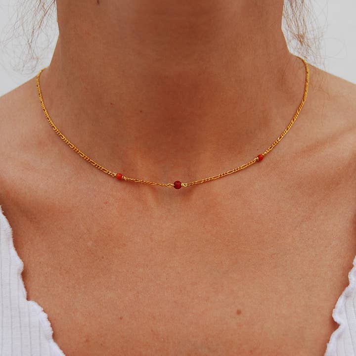 Yneda Jewels - Vendita all'ingrosso Collana con ciondolo/pendaglio - Collana in argento 925 con corallo rosso, pietra preziosa.