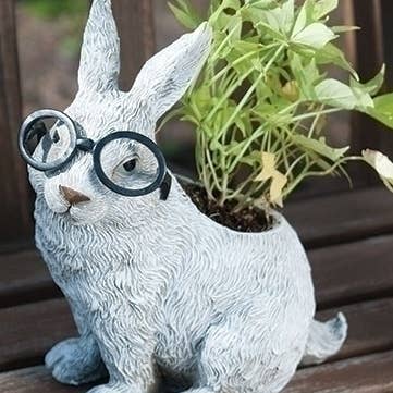 Rabbit with Glasses Planter; Silly Spectacles for wholesale by Roman