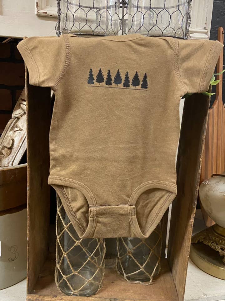 Evergreen Trees Onesie for wholesale by Emerald and Evergreen