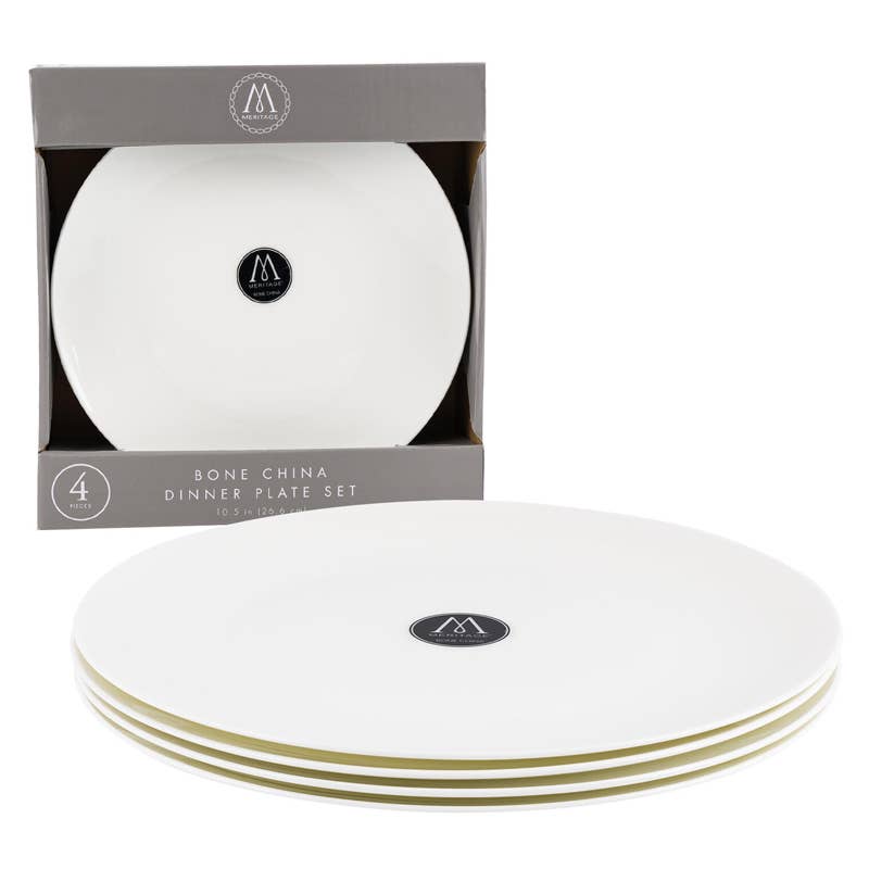 Deluxe Import Trading – wholesale Tableware set – 4 Pack Meritage Bone China Dinner Plate Set - 10.5"0