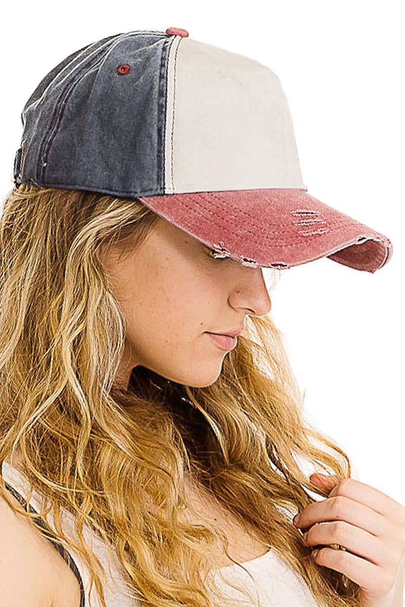 Cap Zone - Wholesale Baseball Cap - Unisex - Distressed Dirty Wash Five Panel Baseball Cap9