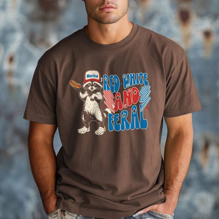 Red White And Feral Tees for wholesale by Clover + Cotton Co