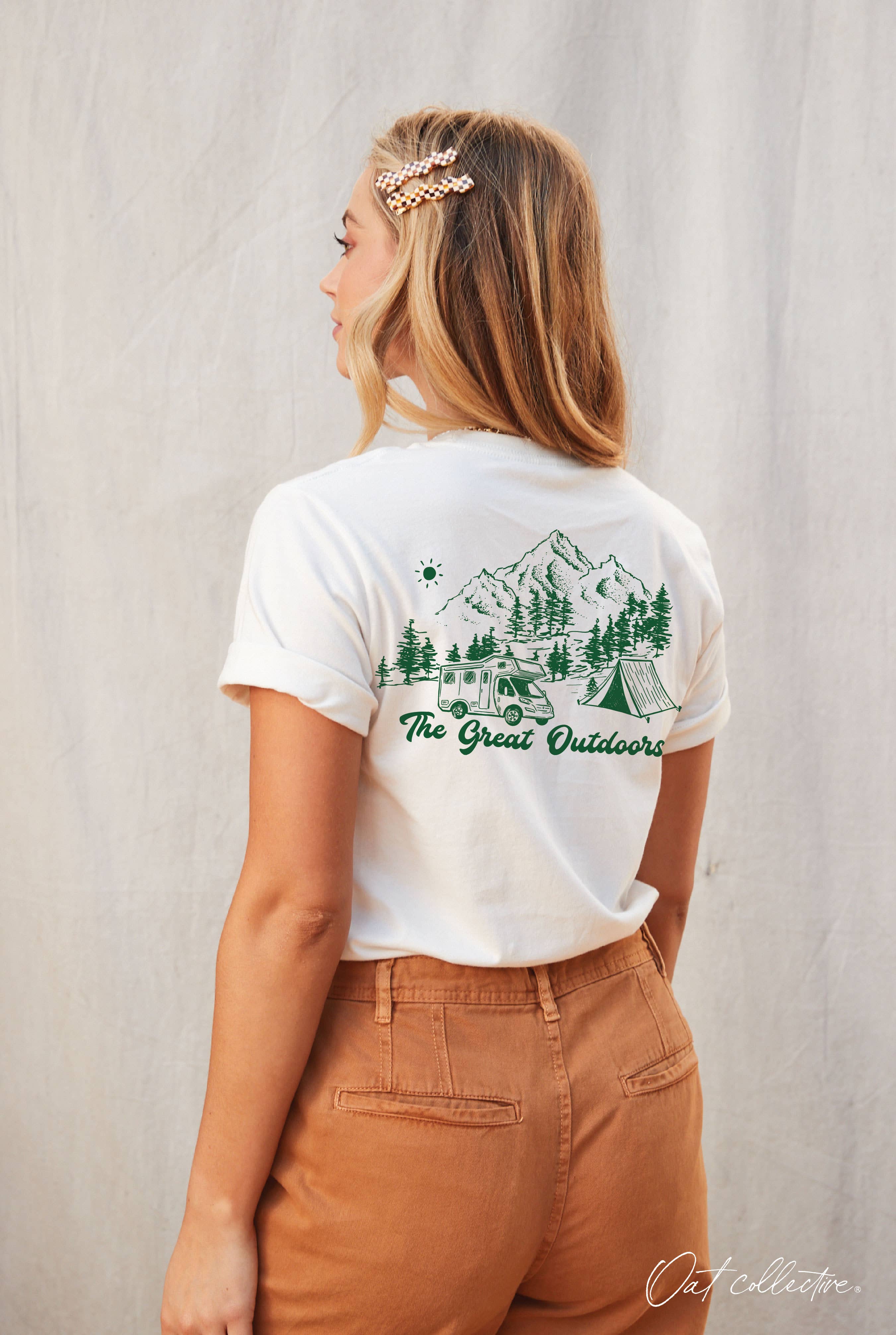 OAT COLLECTIVE - Wholesale Screen Printed T-Shirt - Women's - HAPPY CAMPER Graphic T-shirt1