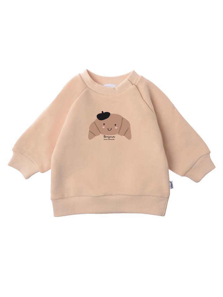 Beige sweatshirt with croissant print for wholesale by Liliput