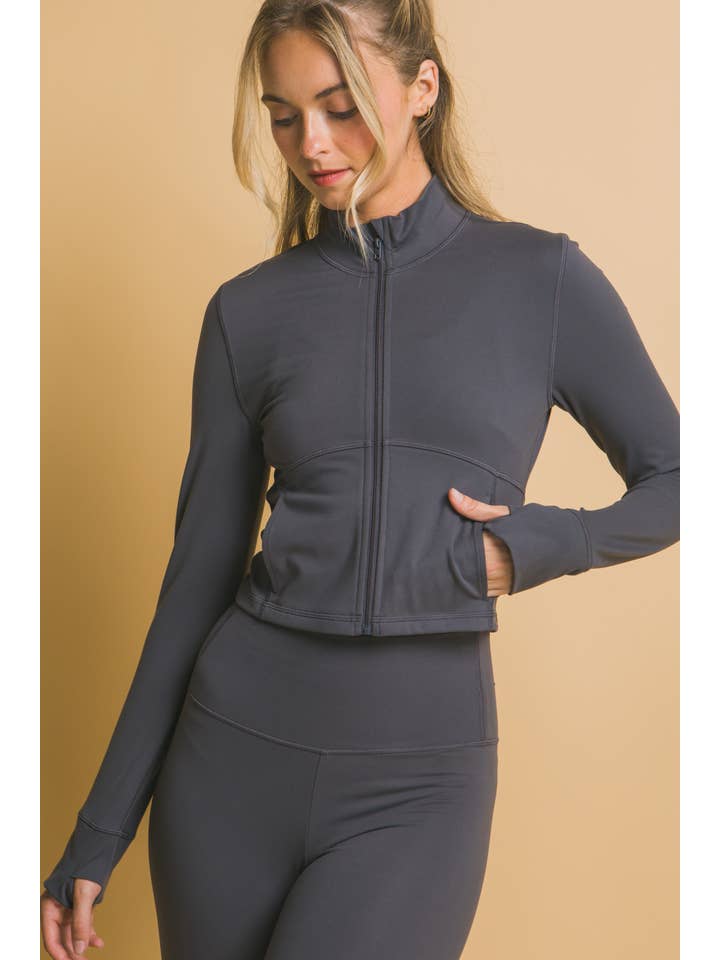 42POPS - Wholesale Jacket - Women's - 1002 Active Mock Neck Full Zip Thumb Hole Jacket w/ Pockets SI-275