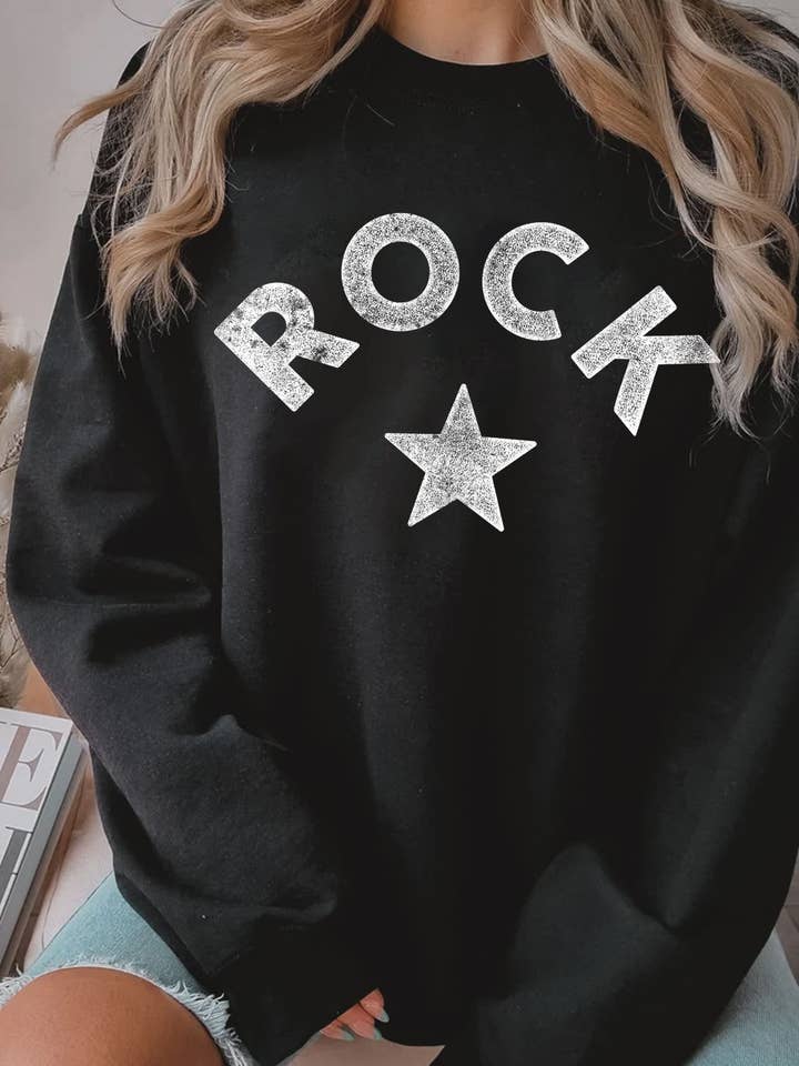 SWEATSHIRTS GRÁFICAS ESCOVADAS GRÁFICAS ROCK STAR por atacado de Rustee Clothing
