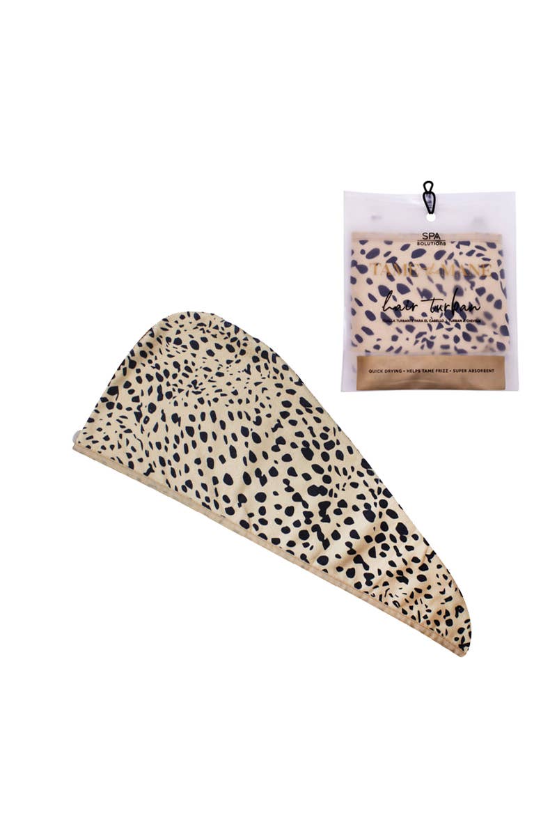 PINEAPPLE Beauty - Wholesale Hair Towel/Wrap - CALA 69249 Cheetah Spa Solutions Hair Turban - 6pc