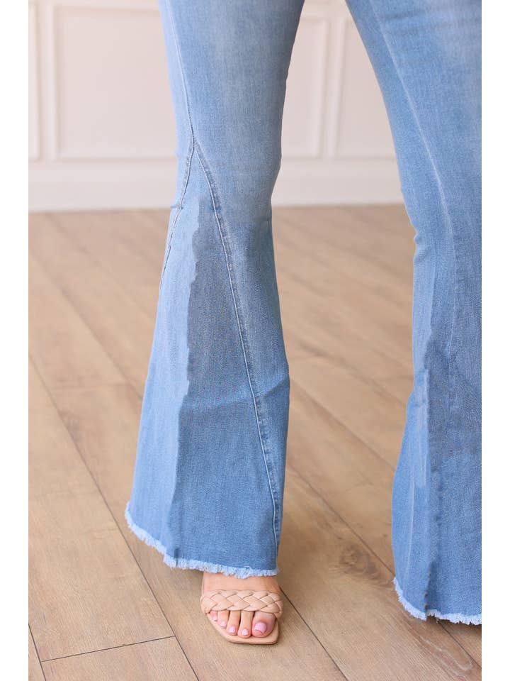 Blue The Jolene Light Wash High Flare Jeans for wholesale on Faire4
