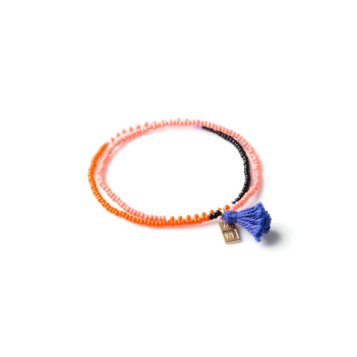 ME to WE - Wholesale Beaded Bracelet - Color Block Two-Wrap Rafiki Bracelet - Education