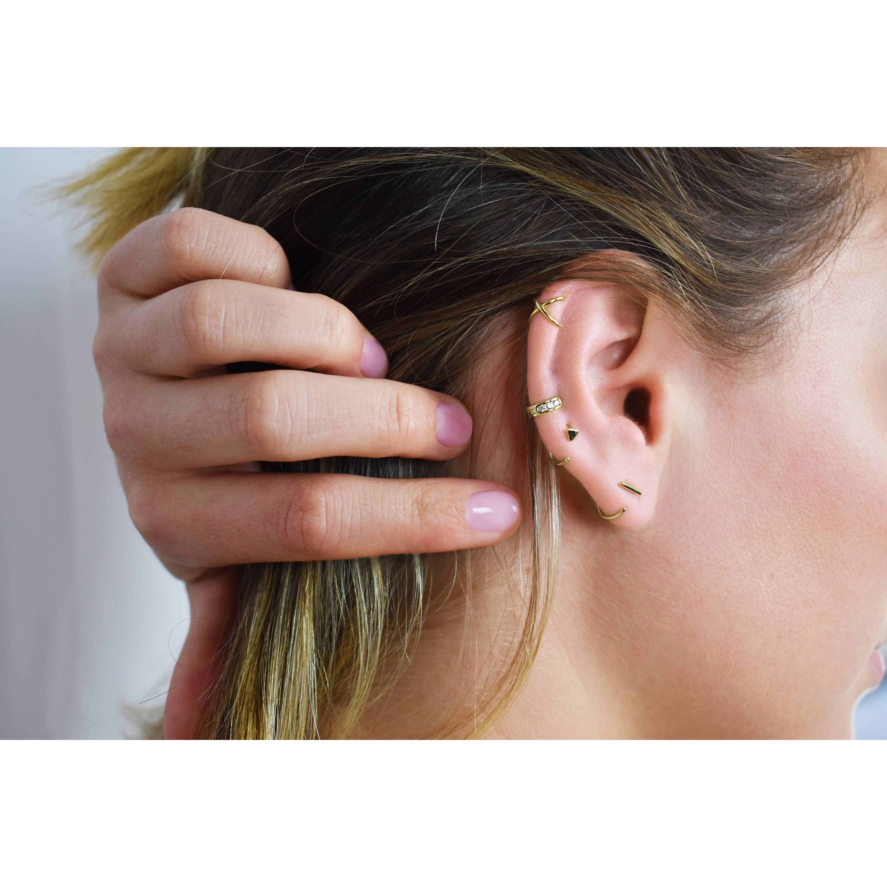 Ofina Jewelry - Wholesale Huggie Earrings - 10k Solid Gold Channel CZ Huggie9