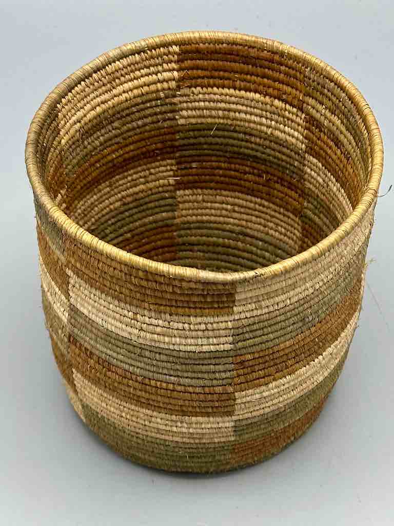 The Niger Bend - Wholesale Basket - Earth tone checkerboard cylinder tightest weave Batwa basket6