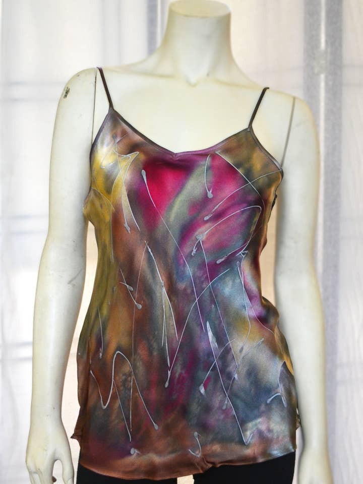 Autumn Abstract Camisole for wholesale by Poshaq Hand Painted Silk