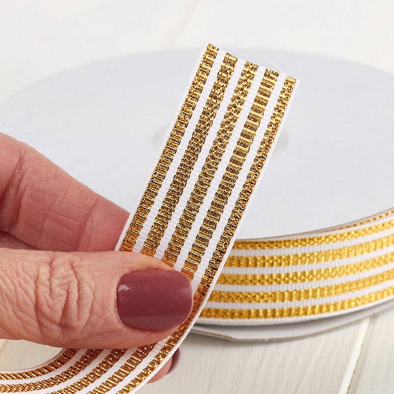 Factory Direct Craft - Wholesale Ribbon - Gift Wrapping - Metallic Striped Ribbon 25 Yard Spool - Select Colors 2