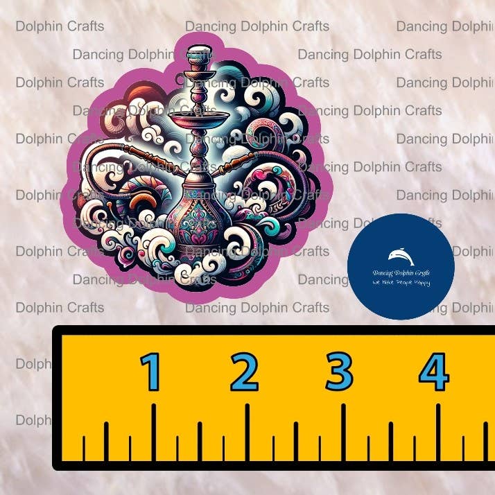 Dancing Dolphin Crafts – wholesale Klistermärke – Mystic Puff: Utsmyckad vattenpipa vinylklistermärke1