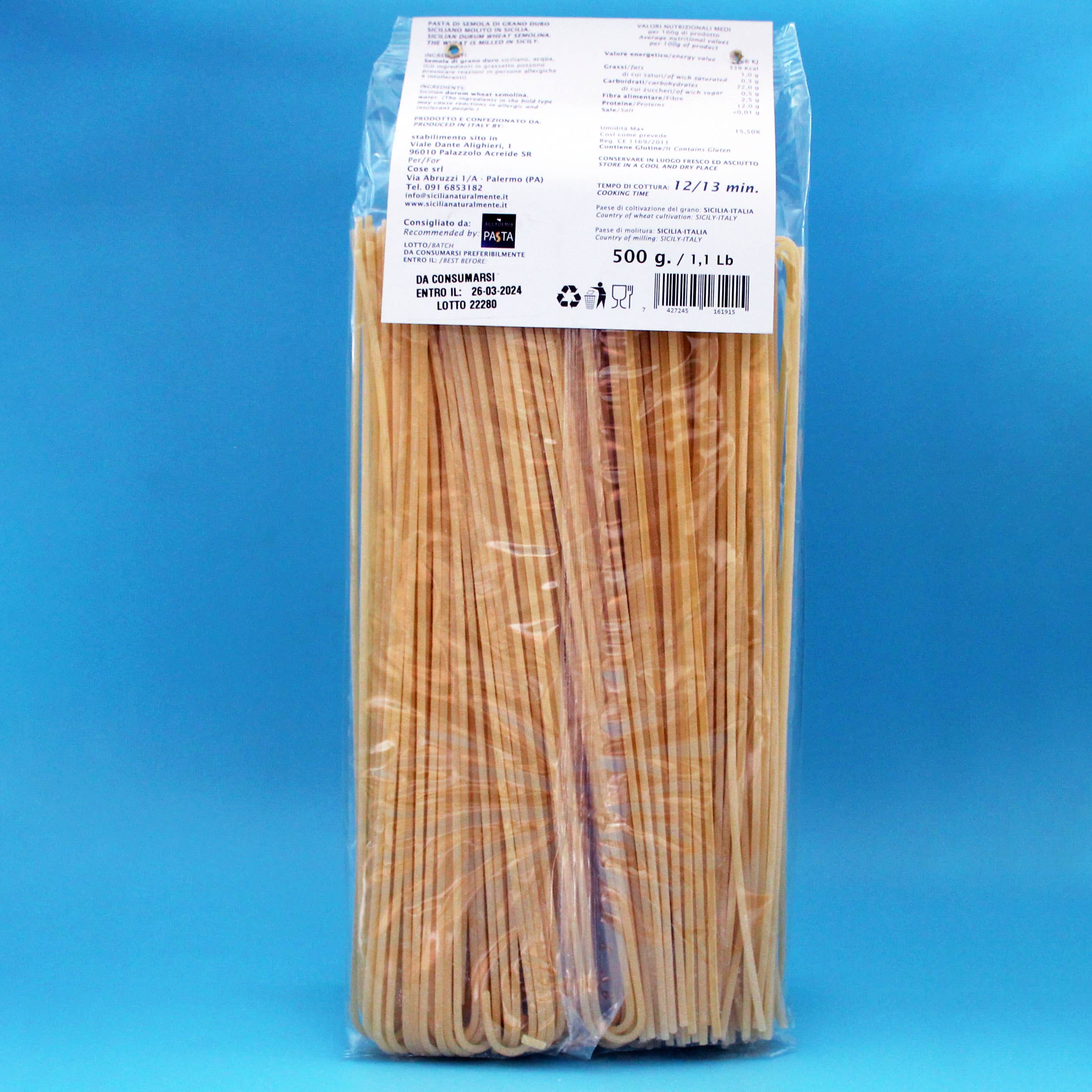 Sicilia naturalmente - Vente Pâtes - Pâtes Spaghetti - Fabriqué en Italie (Sicile)1