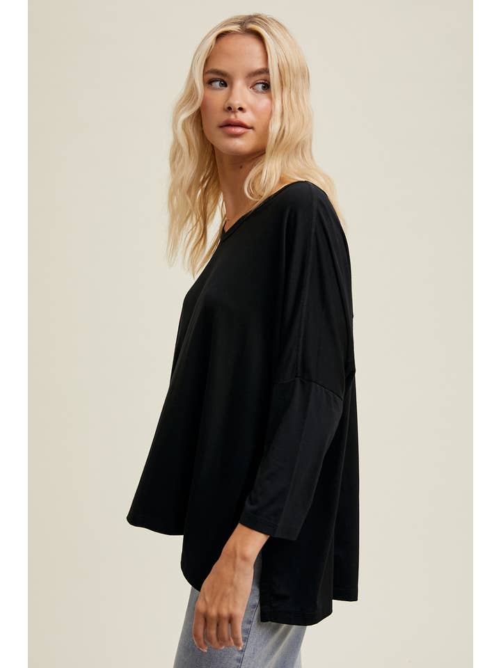Wishlist Apparel - Wholesale Knit Top - Women's - BAMBOO OVERSIZED DROP SHOULDER KNIT TOP / WL24-93812