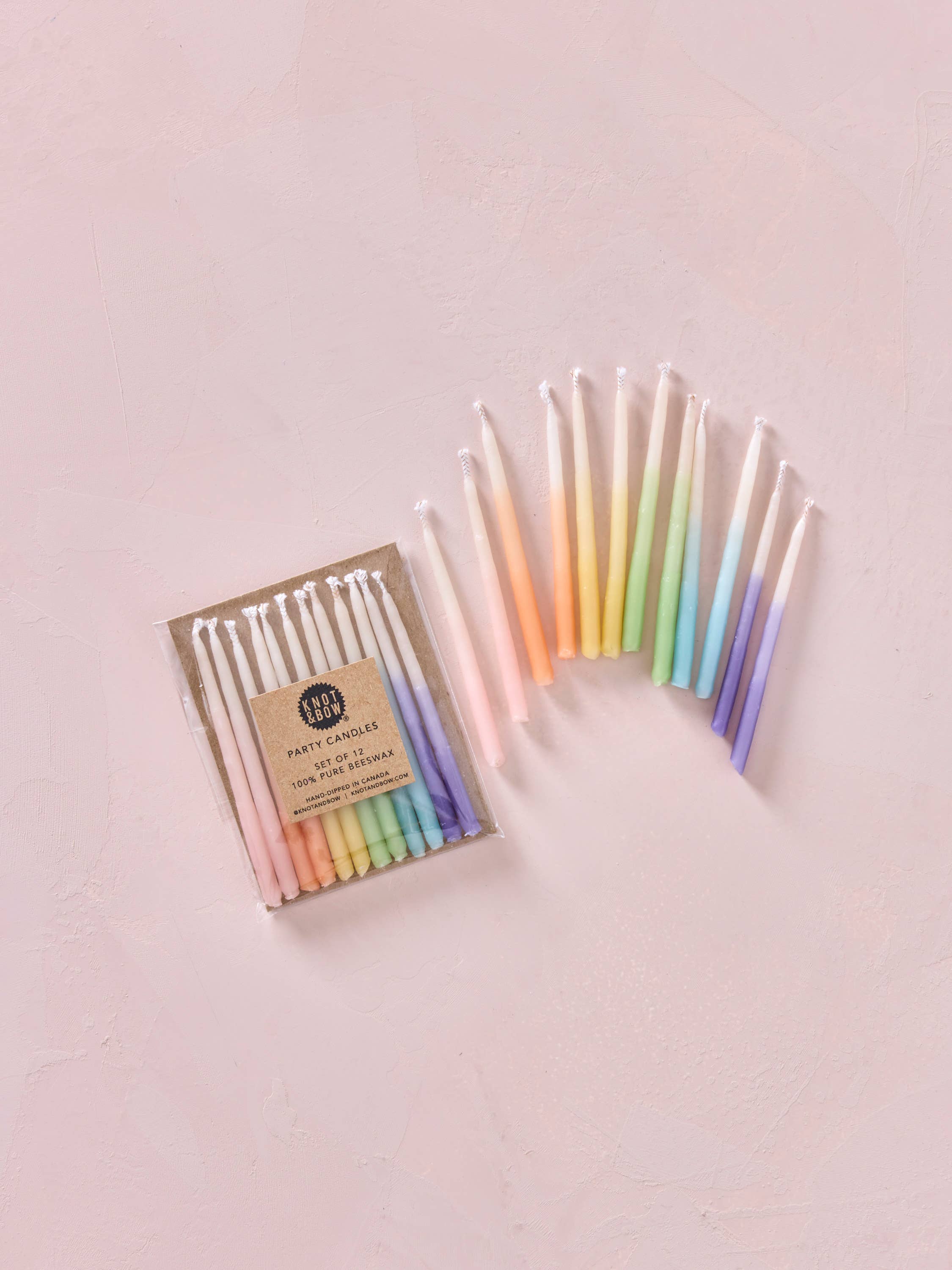 Sortiert Ombre Handgetauchte Geburtstagskerzen aus 100 % Bienenwachs | Regenbogen-Ombré für den Großhandel auf Faire1