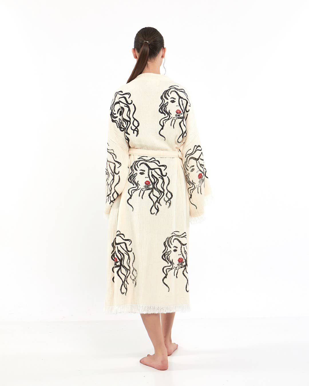 Yaz Concepts – Engroshandel Kimono - Dame – Hvide kvinder ansigt badekåbe kimono kjortel kaftan coverup kjole6