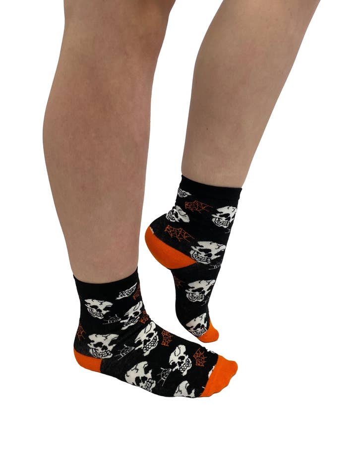 Skulls and Webs Ankle Socks for wholesale by Pamela Mann