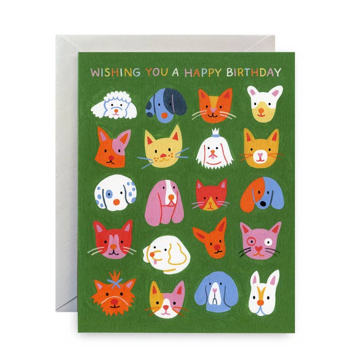 Cats & Dogs Birthday Card for wholesale by Molly Egan
