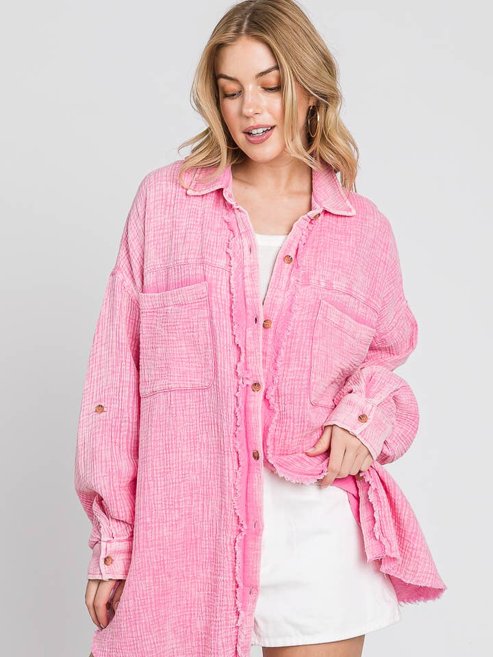 Mineral washed Cotton Shirt. for wholesale by Sewn and Seen