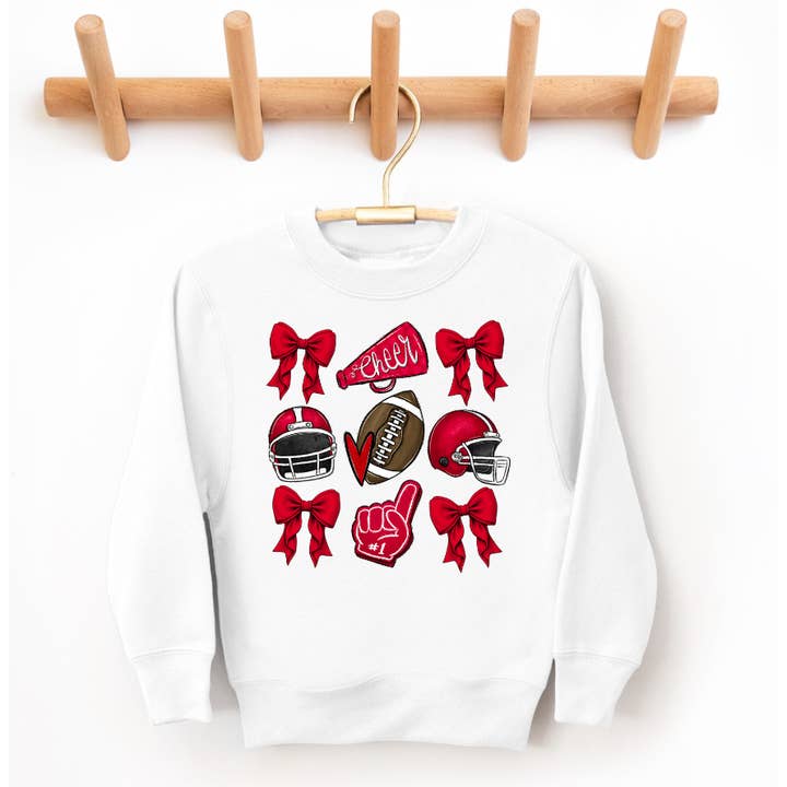Kids Red Football Cheer Game Day Crewneck for wholesale by Under The Lights Designs
