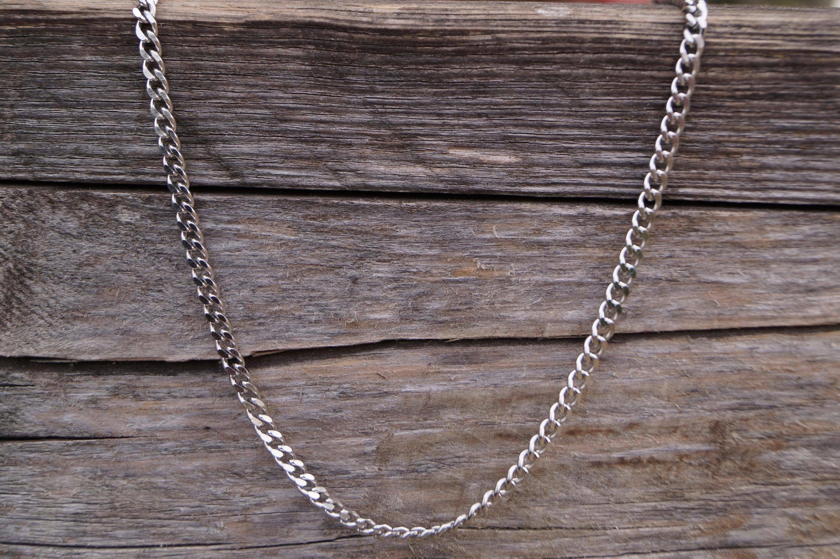 Made By Nami - Wholesale Link & Chain Necklace - Men's Necklace - Plain Silver Curb Chain2