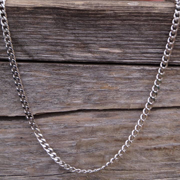 Made By Nami - Wholesale Link & Chain Necklace - Men's Necklace - Plain Silver Curb Chain2