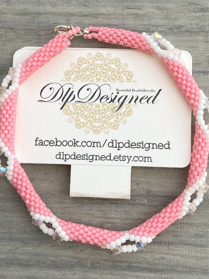 Rosa och vita pärlstav Bangles för wholesale av DlpDesigned