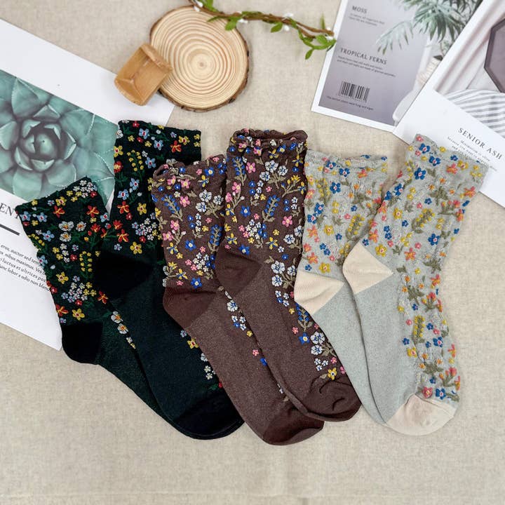 7DAYSSOCKS - Wholesale Socks - Women's - Women's Crew Harga Garden Flower Socks8