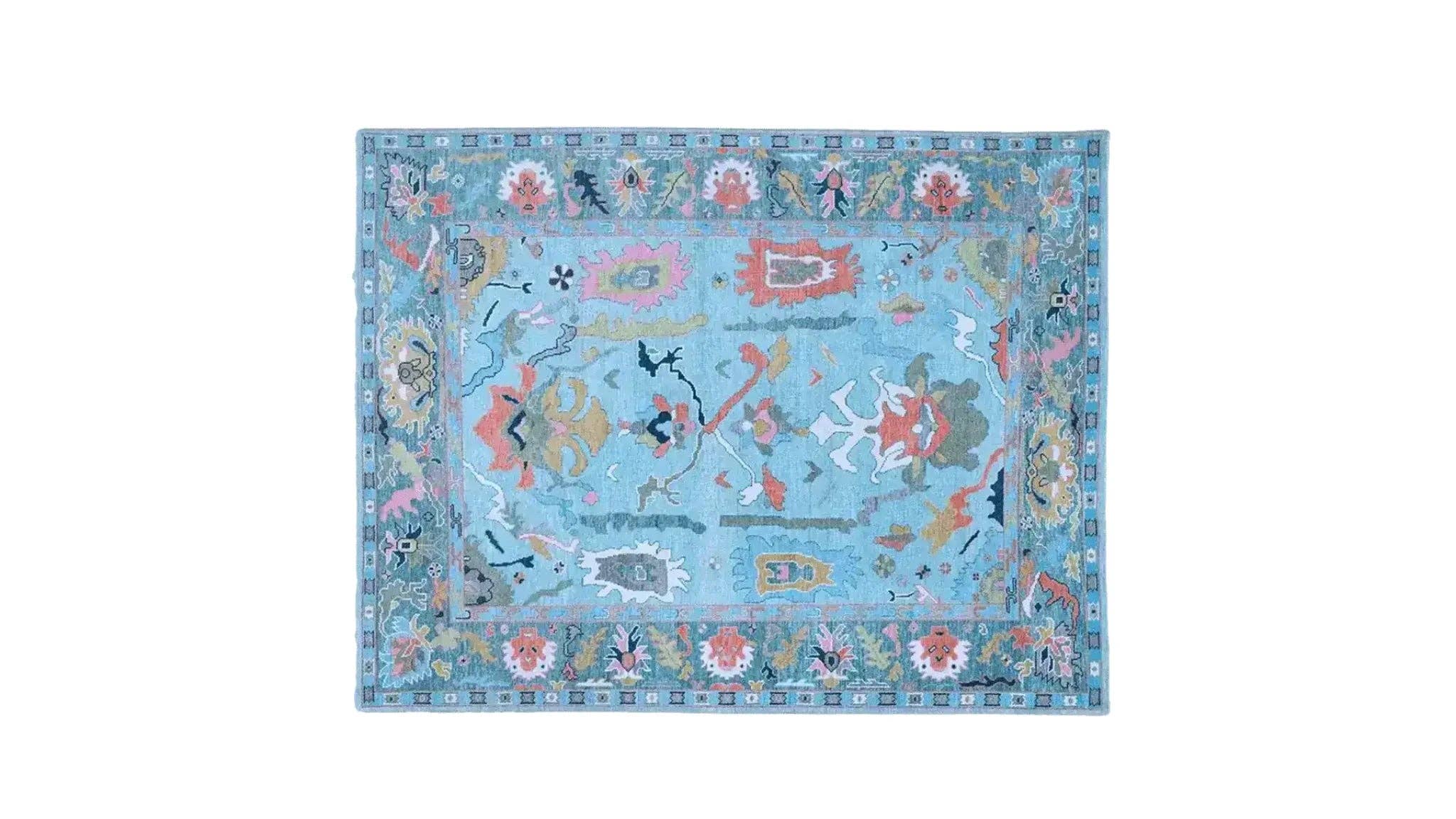 Maia Homes - Vente Tapis - Tapis en laine tufté à la main floral traditionnel - Bleu5