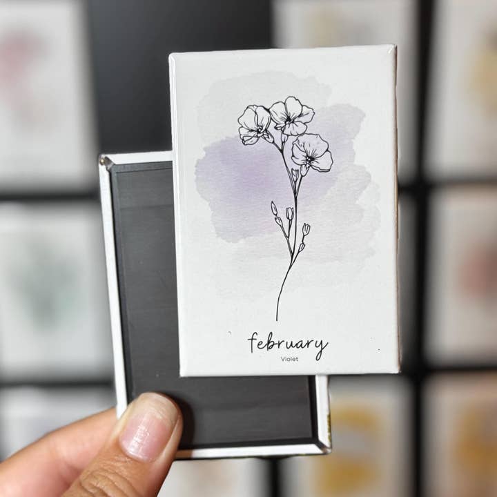 Íman de Flor de Nascimento de Fevereiro - Violeta por atacado de Tieu Magnetic