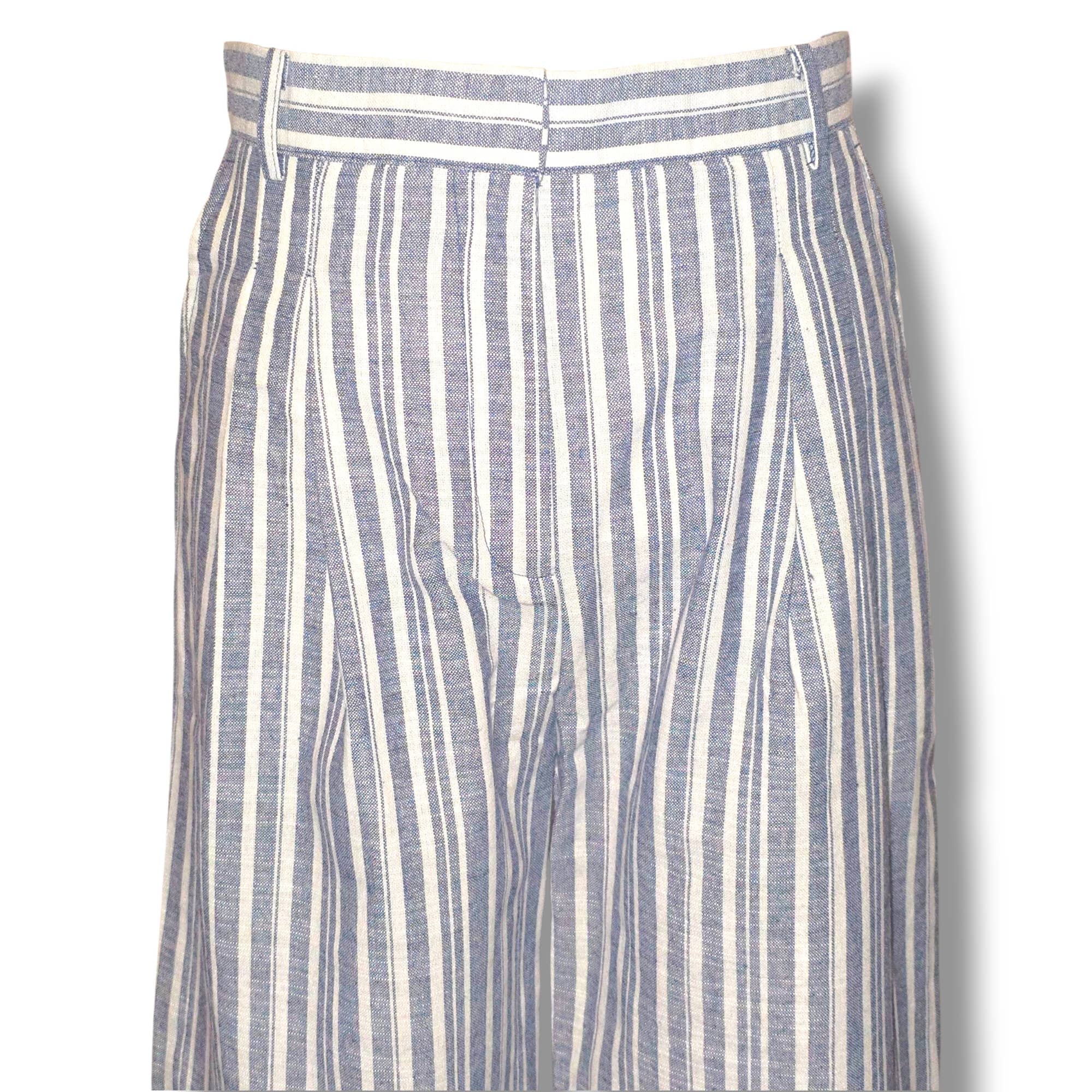 NINEF - Wholesale Pants - Women's - Gestreepte wijde linnen blend broek – Zwart & Beige5