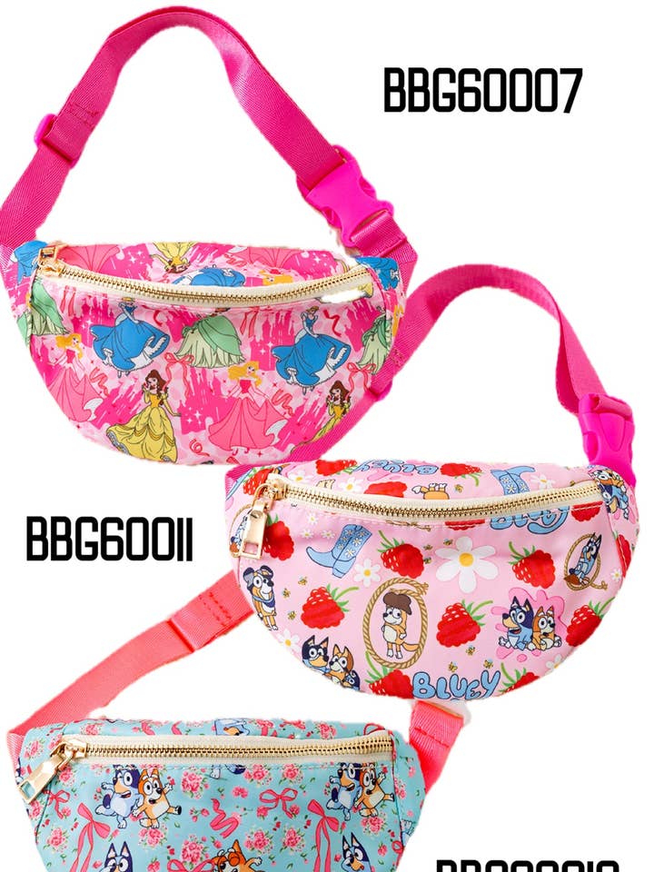 9"X5" Multi-printed character bags. for wholesale by Kids Charm Online