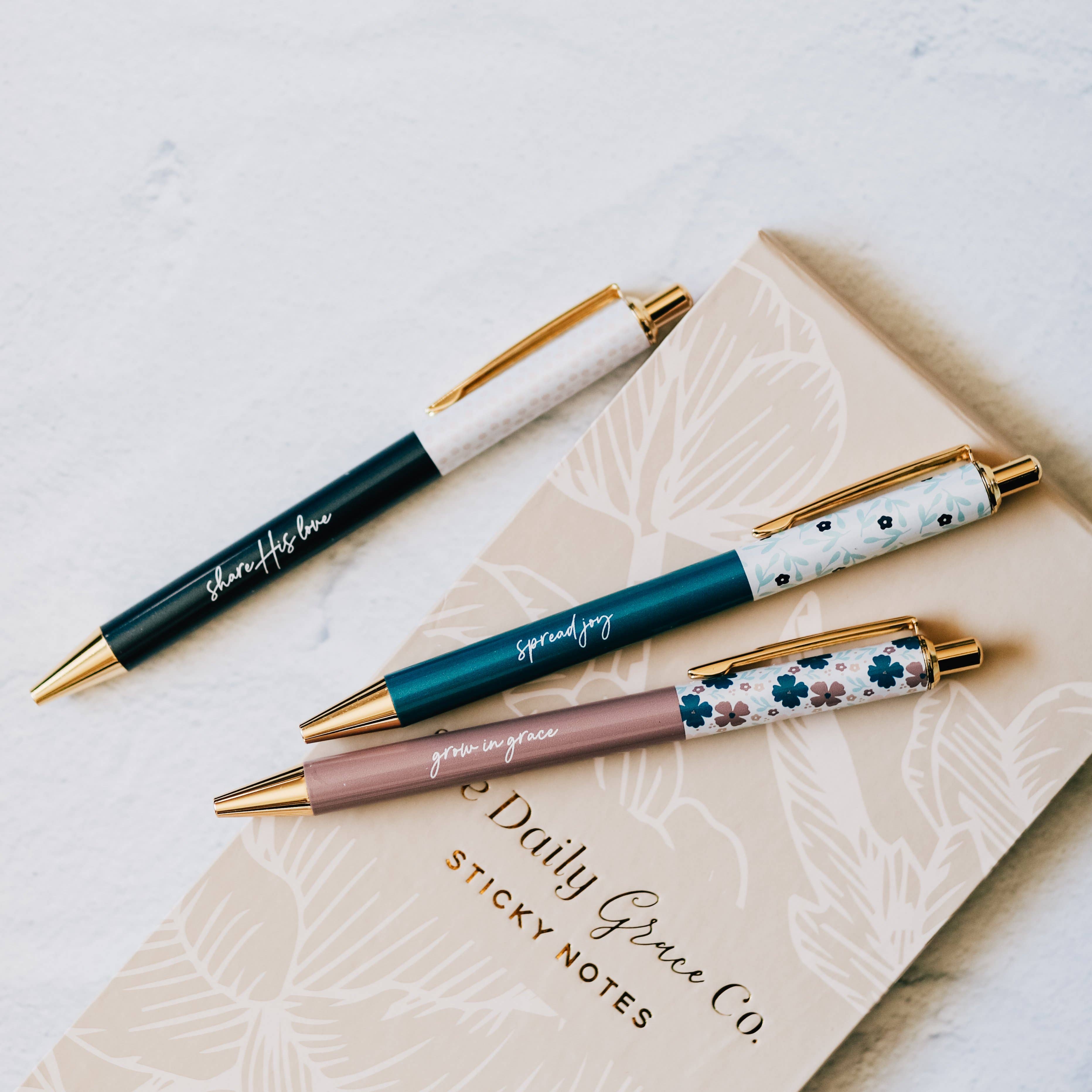 French Blue Floral Pen Set