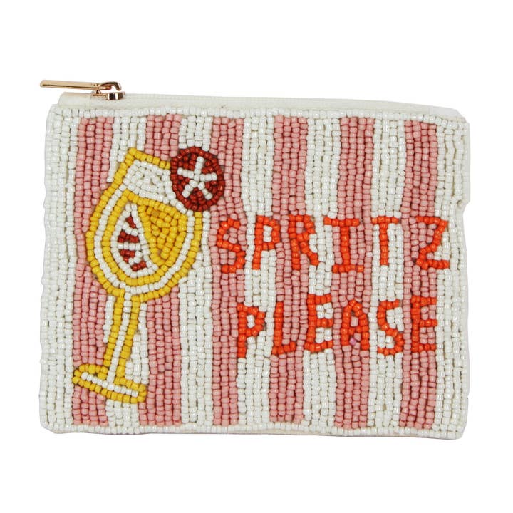 Ladies Spritz Please Fully Beaded Coin Purse for wholesale by Nima Accessories Inc