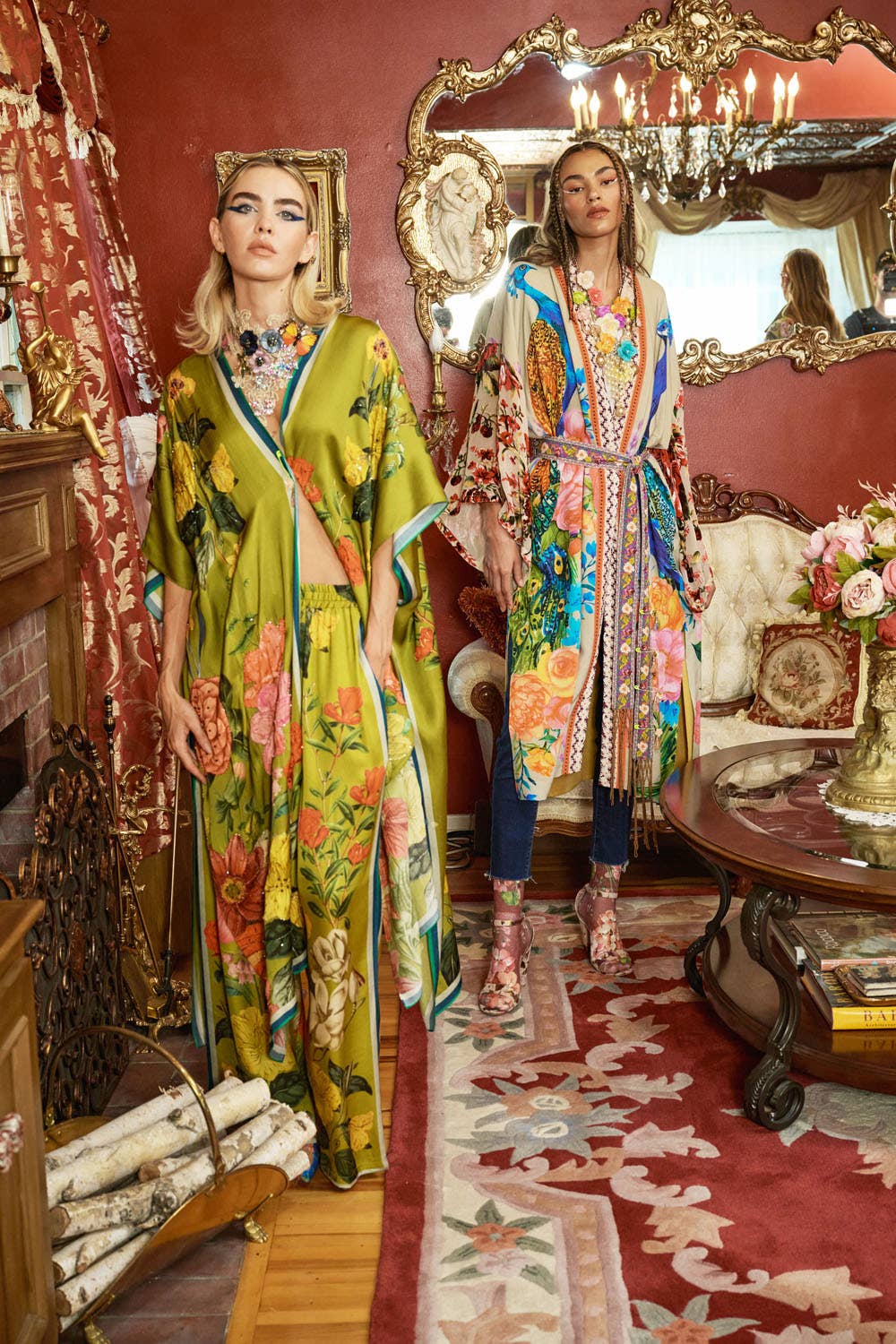 Olive Floral French Riviera Hand-Beaded Kimono / Topper for wholesale on Faire14