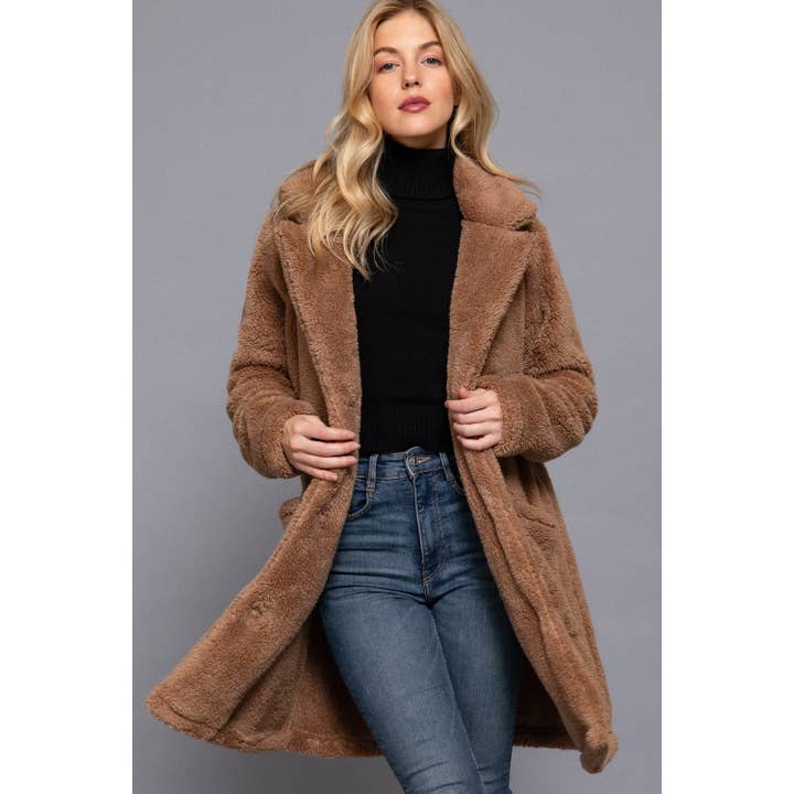 Apolline - Wholesale Coat - Women's - NOTCHED COLLAR PATCH POCKET SHERPA COAT4