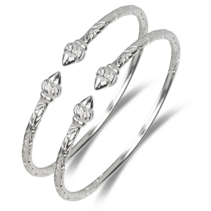 Elegante Geribbelde Pijl Taj Mahal .925 Sterling Zilveren West-Indische Armbanden, 1 paar voor wholesale door Better Jewelry