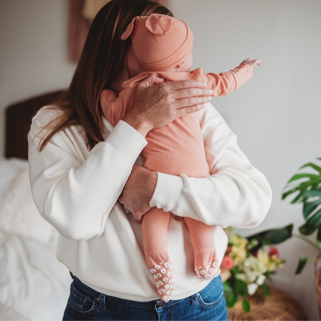 Blushing Pink Bamboo Baby Romper 2 Piece Set for wholesale on Faire7