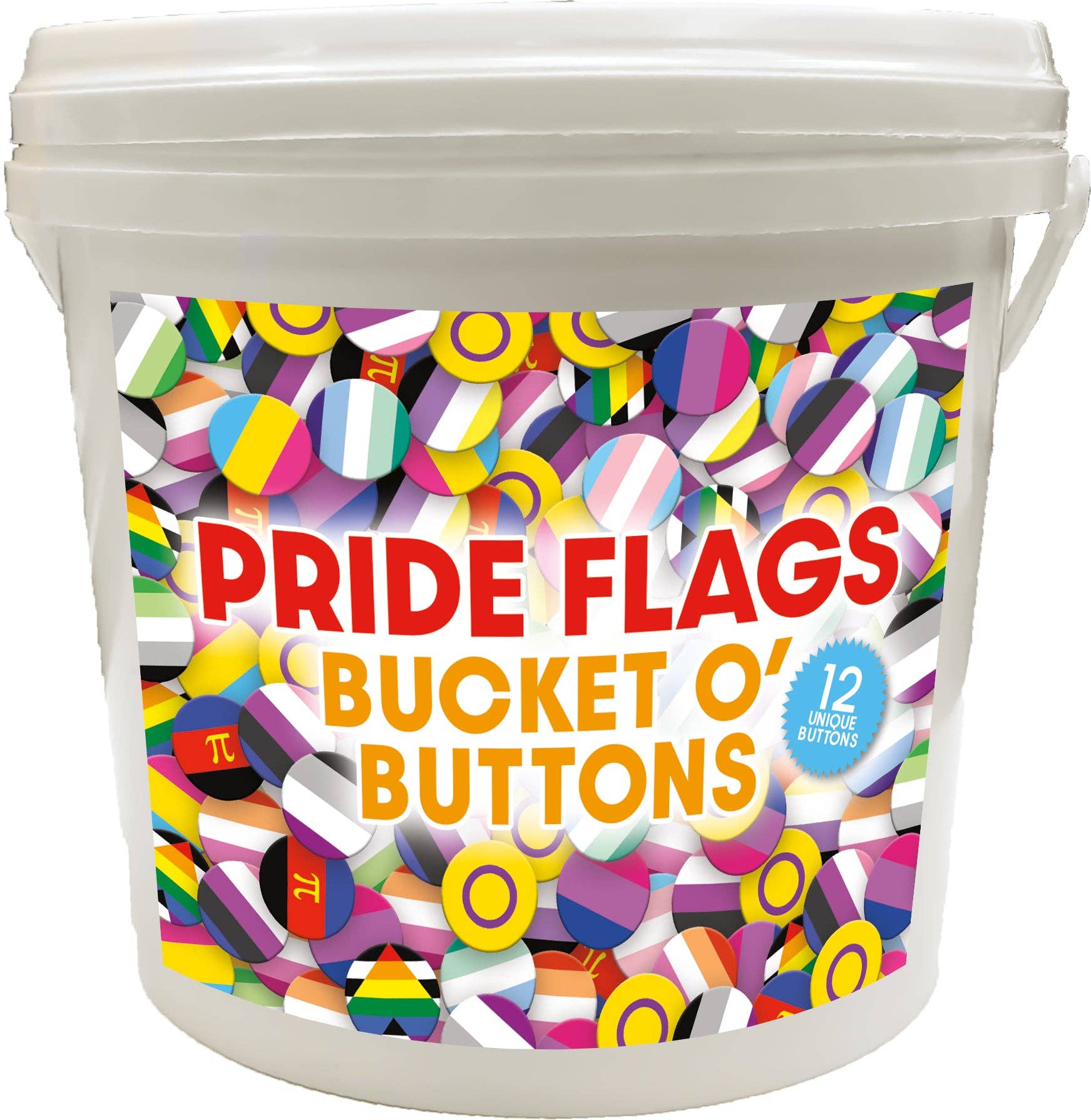 Great Stuff Novelties (GSN) by NMR Brands - Vente Épinglettes/boutons - Seau à boutons de 144 unités - Pride Flags1