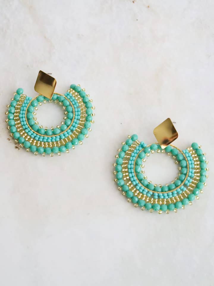 Abanico Turquoise Earrings for wholesale by Pria Handmade Accessories