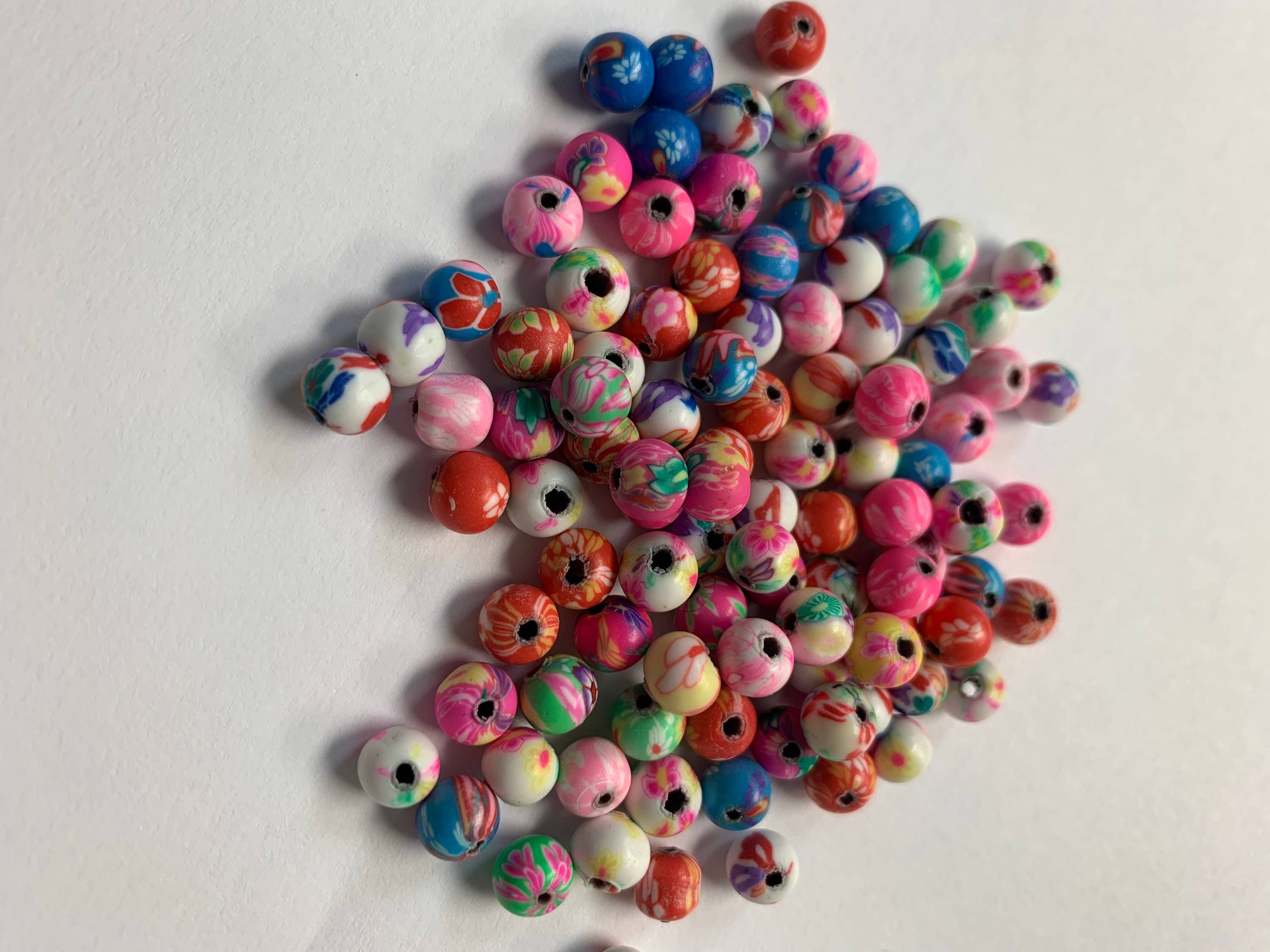 The Bead Bazaar - Wholesale Beads - 100 Bright Flower Beads, 90's Boho Accent Flower Beads, Colo4