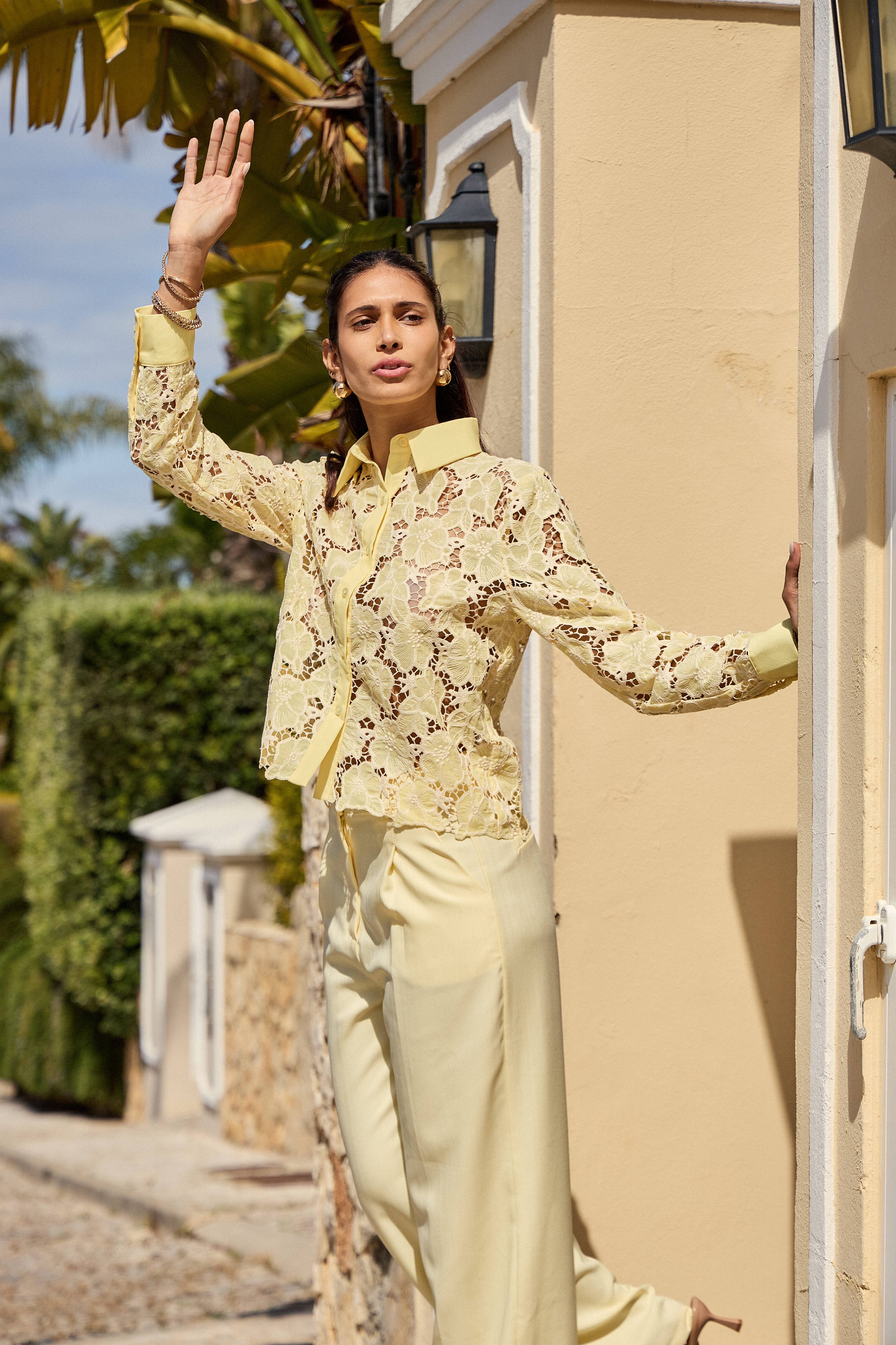 LULUMARY - Vente Chemise à col boutonné – femme - Chemise en dentelle CH3628