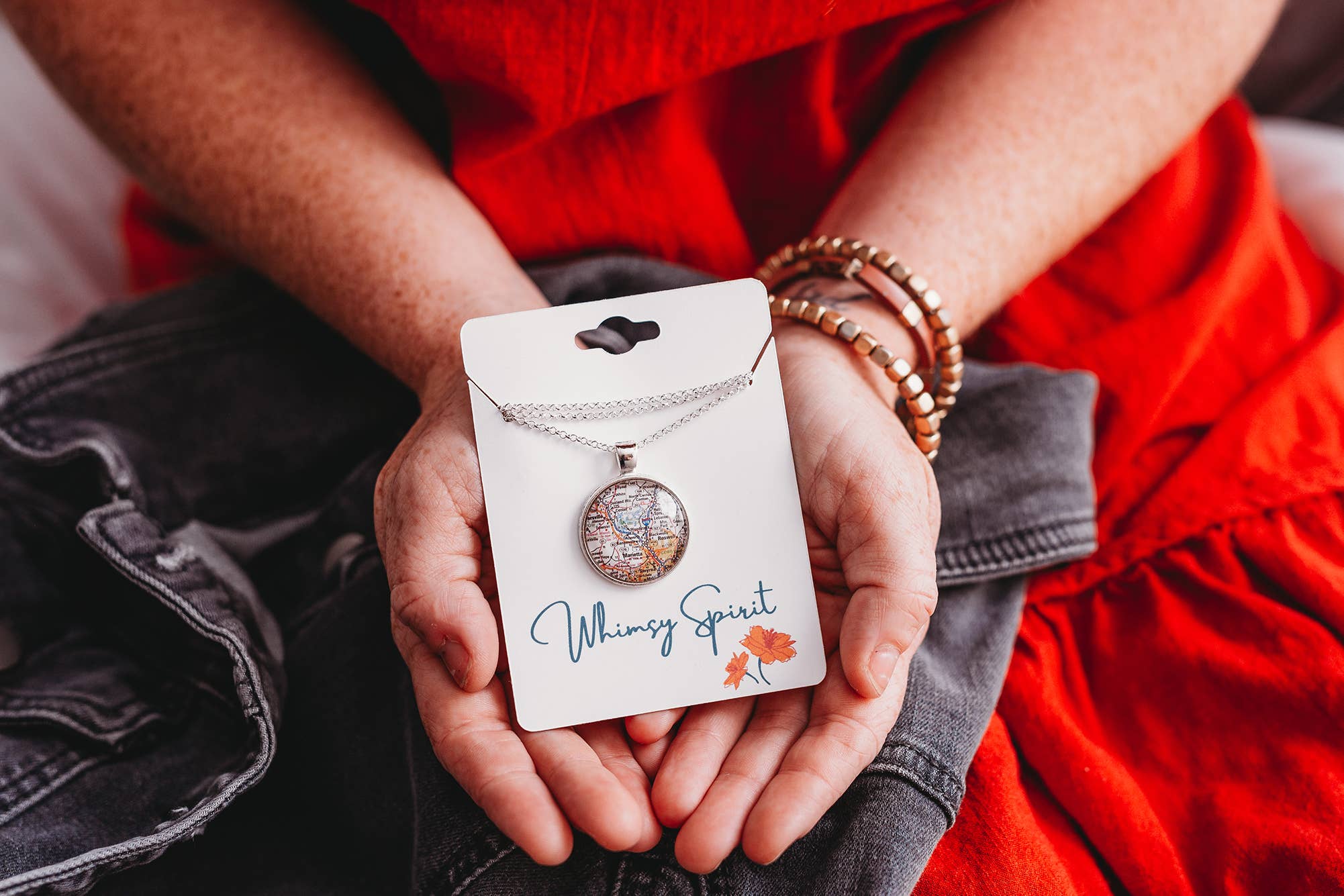 Whimsy Spirit Shop - Wholesale Pendant/Charm Necklace - Custom Map Necklace - U.S. City of your choice8